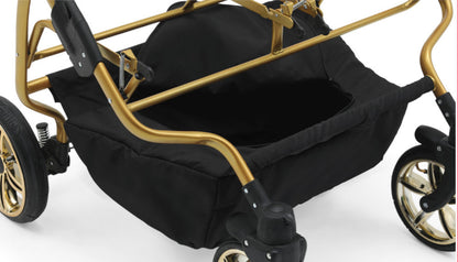 Carucior pentru gemeni Nativo Gemini 3 in 1 Negru/Gold latime 87 cm reversibil carucior-gemeni