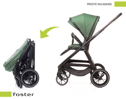 Carucior 3 in 1 4Baby Foster Dark Green, max. 22 Kg