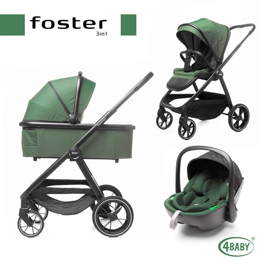 Carucior 3 in 1 4Baby Foster Dark Green, max. 22 Kg