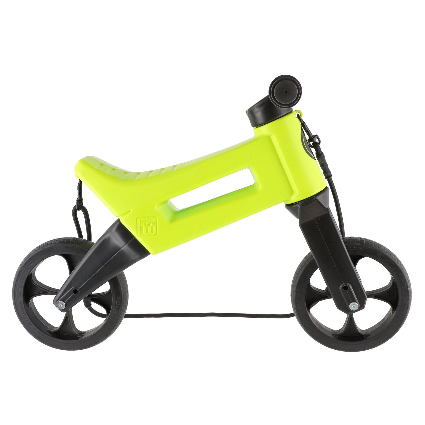 Bicicleta fara pedale cu cosulet pentru ghidon, 2 in 1, 18+ luni, pneuri si manere de cauciuc, 4 nivele de reglaj pe inaltime, Funny Wheels Rider SuperSport Lime/Black