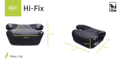 Inaltator Isofix 4Baby Hi-Fix 125-150cm Grafit, I-Size, conectori reglabili