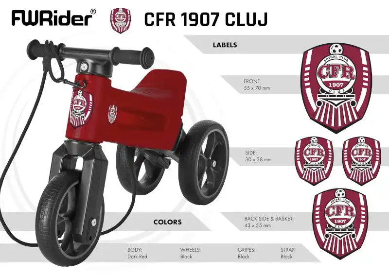 Bicicleta fara pedale Funny Wheels Rider Supersport Sport Clubs CFR Cluj 1907