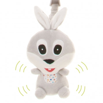 Jucarie de plus pentru carucior/patut 4Baby SQUEEZE Iepurasi Gri