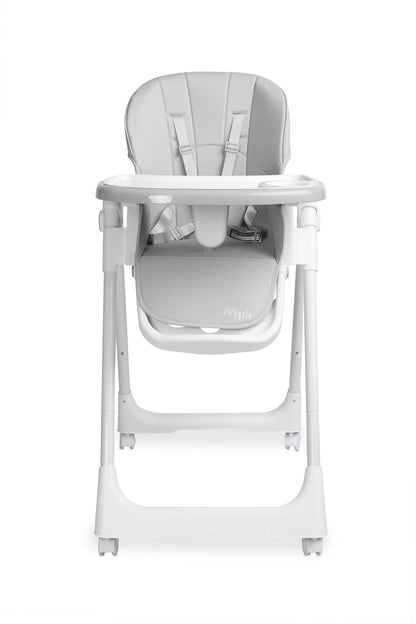 Scaun de masa inalt cu husa din piele ecologica Caretero MEGALO Gri Deschis scaun-de-masa
