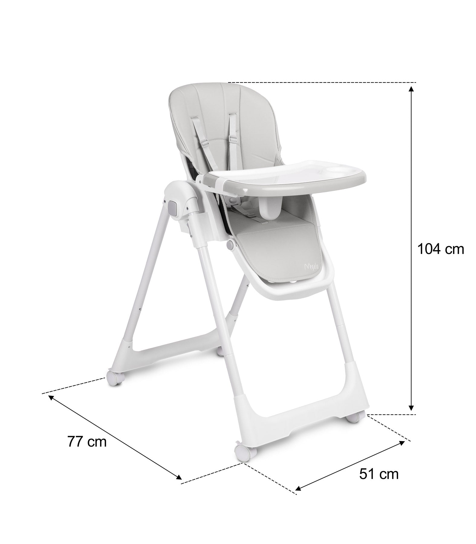 Scaun de masa inalt cu husa din piele ecologica Caretero MEGALO Gri Deschis scaun-de-masa