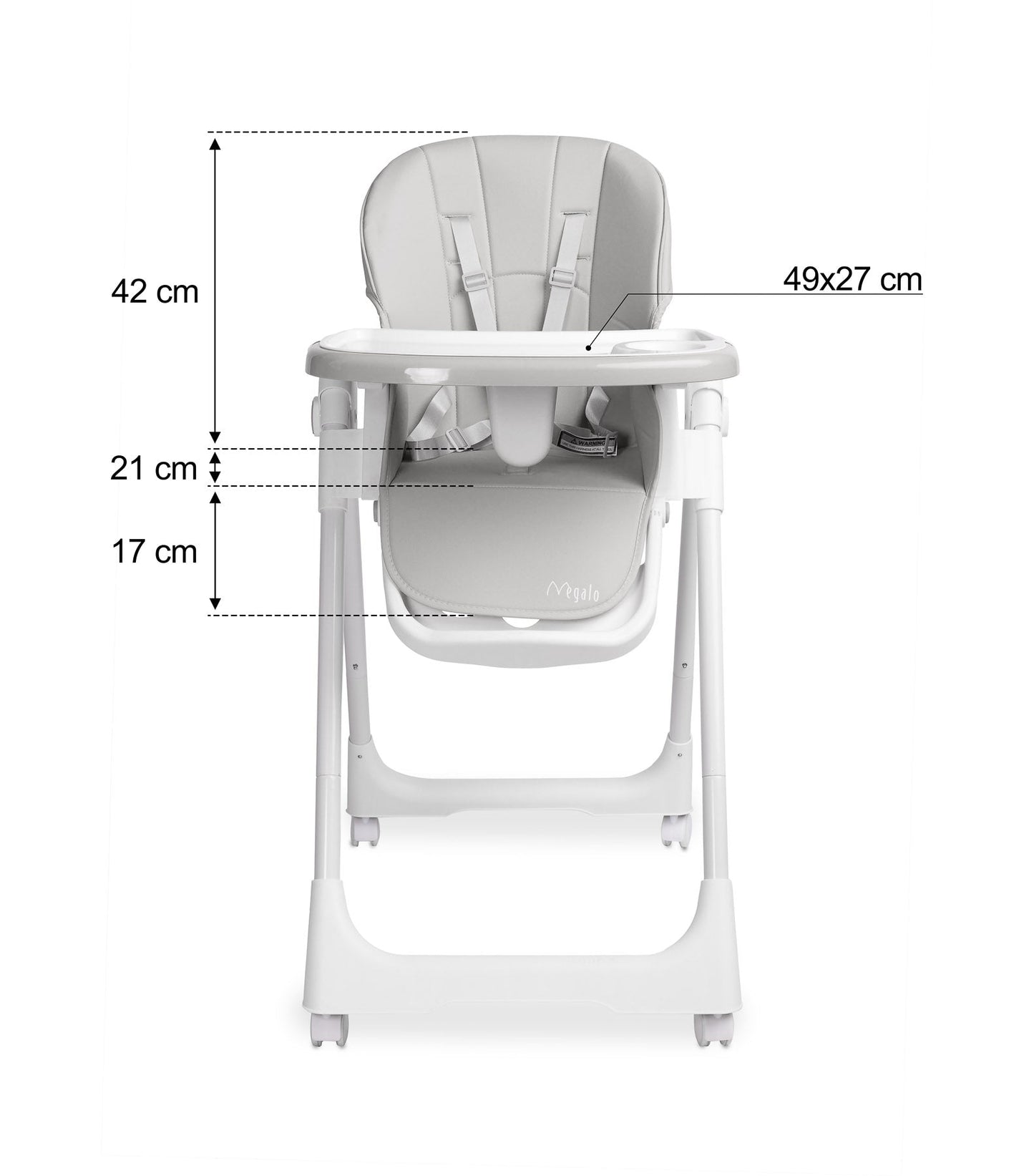 Scaun de masa inalt cu husa din piele ecologica Caretero MEGALO Gri Deschis scaun-de-masa