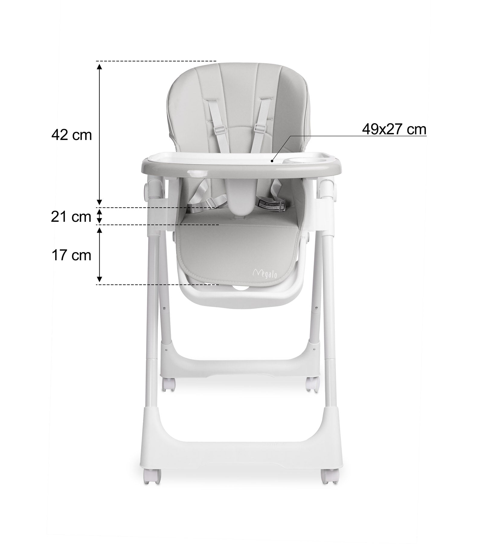 Scaun de masa inalt cu husa din piele ecologica Caretero MEGALO Gri Deschis scaun-de-masa