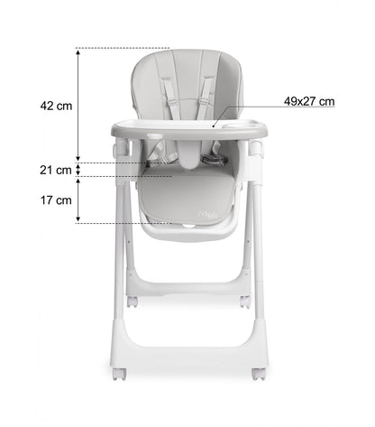 Scaun de masa inalt cu husa din piele ecologica Caretero MEGALO Gri Deschis scaun-de-masa