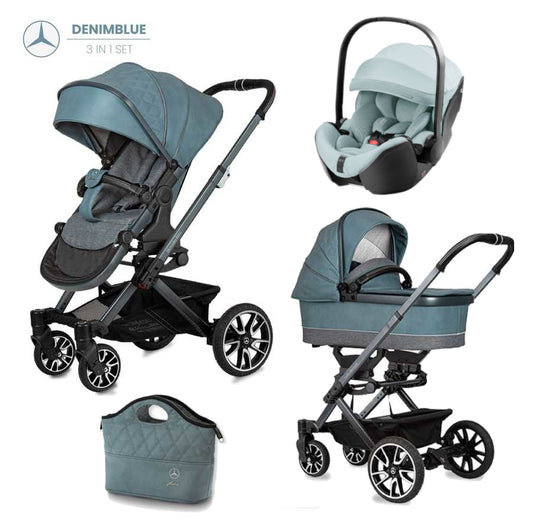 Carucior Hartan Mercedes-Benz Avantgarde GTX 3 in 1 Denim Blue (845), scaun auto Römer Baby-Safe Pro Harbor Blue