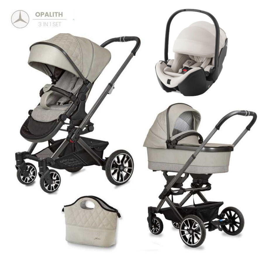 Carucior Hartan Mercedes-Benz Avantgarde GTX 3 in 1 Opalith (715), scaun auto Römer Baby-Safe Pro Soft Taupe