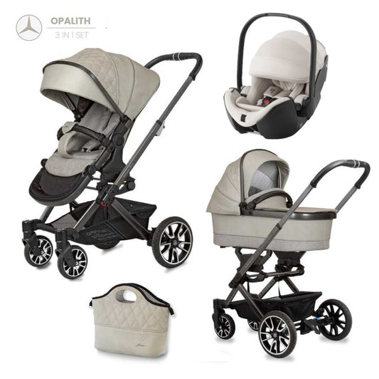 Carucior Hartan Mercedes-Benz Avantgarde GTX 3 in 1 Opalith (715), scaun auto Römer Baby-Safe Pro Soft Taupe