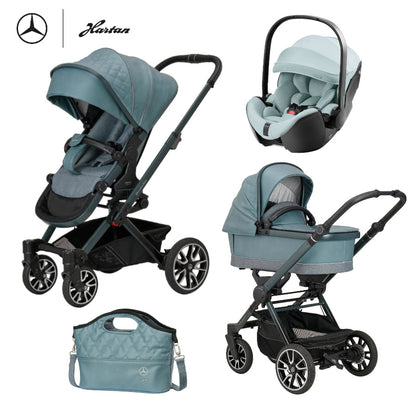 Carucior Mercedes-Benz Avantgarde GTX 3 in 1 Verde Silber (611), scaun auto Römer Baby-Safe Harbor Blue