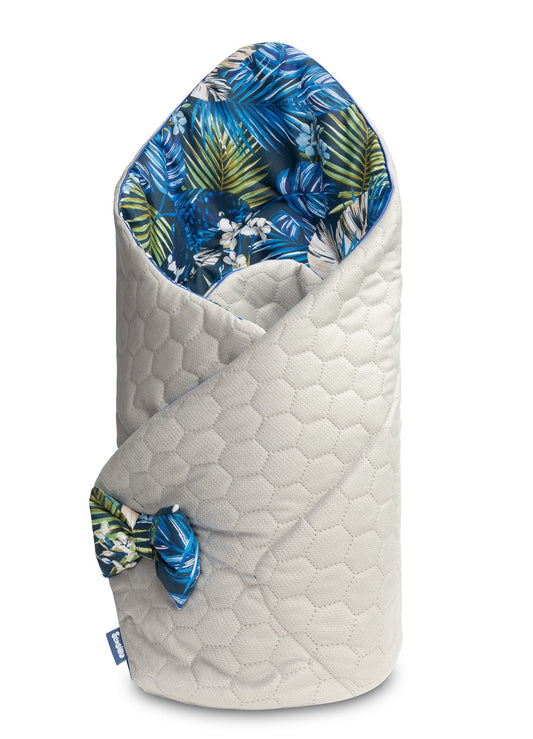Paturica wrap nou-nascut 75x75 cm Sensillo Velvet Papagali Albastra paturica