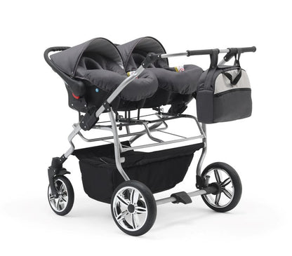 Carucior pentru gemeni Nativo Gemini 3 in 1 Negru/Gold latime 87 cm reversibil carucior-gemeni